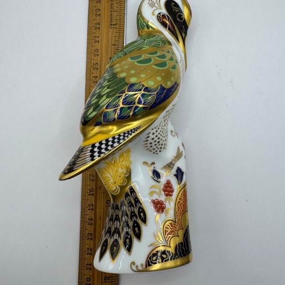 Royal Crown Derby Green Woodpecker Fine Bone China Paperweight. Gold Stopper. - Picture 9 of 11